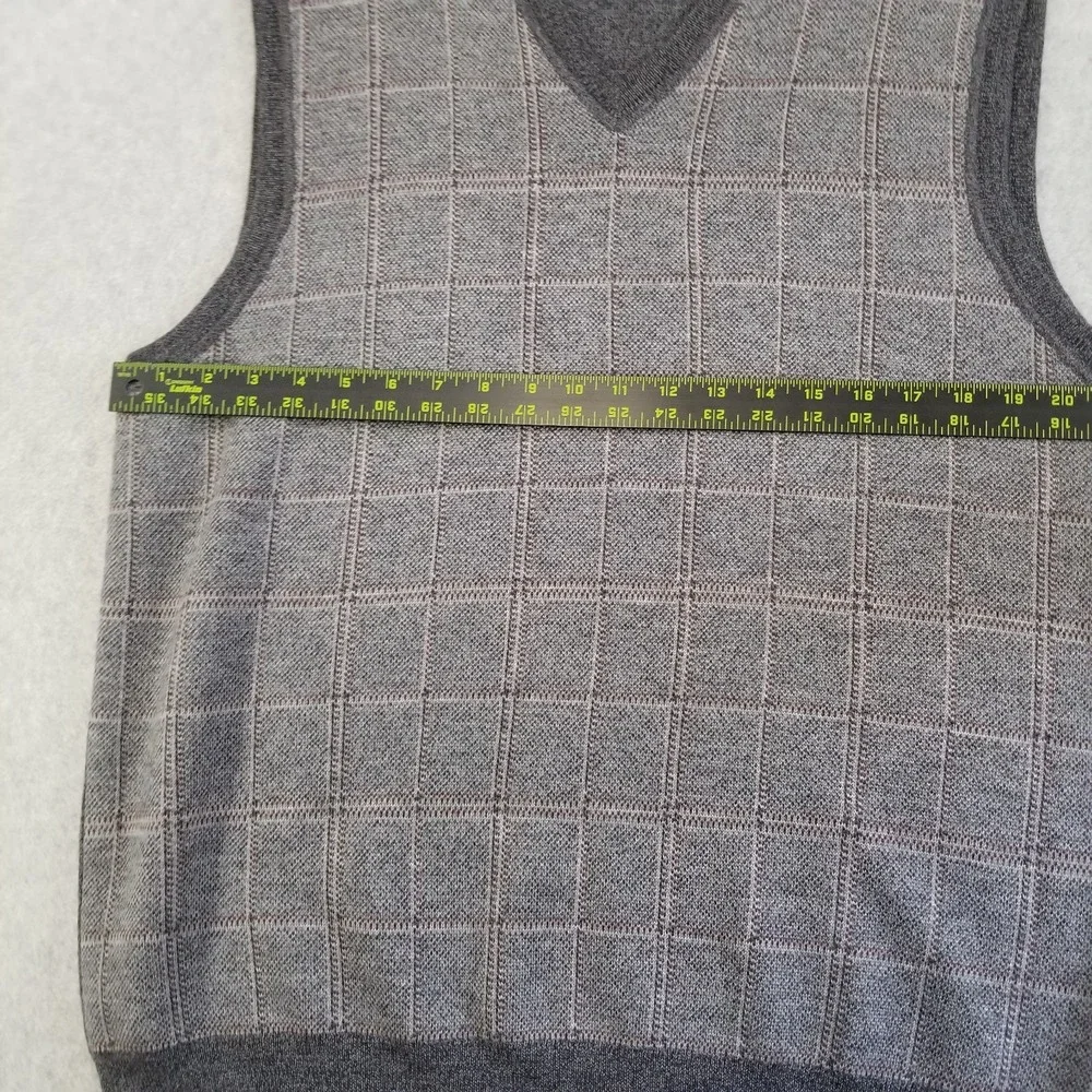 Brooks Brothers Sweater Vest Mens Extra Large Gray Merino Wool Plaid VTG